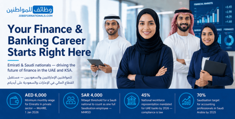 Finance and banking jobs for Emirati and Saudi nationals in UAE and Saudi Arabia