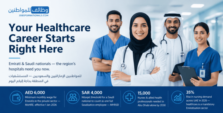 Healthcare jobs for Emirati and Saudi nationals in UAE and Saudi Arabia Title: Healthcare Jobs UAE Saudi Nationals | JobsForNationals