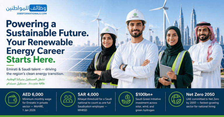 Renewable energy jobs for Emirati and Saudi nationals in UAE and Saudi Arabia